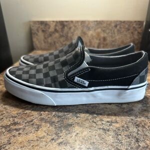 Black/grey/white checkered Vans Classic Slip - Ons